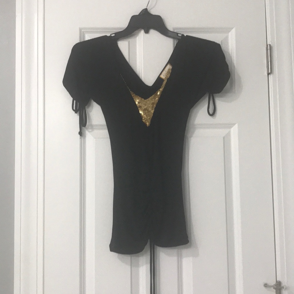Baby Phat Shirt, sequin and beaded v neck
